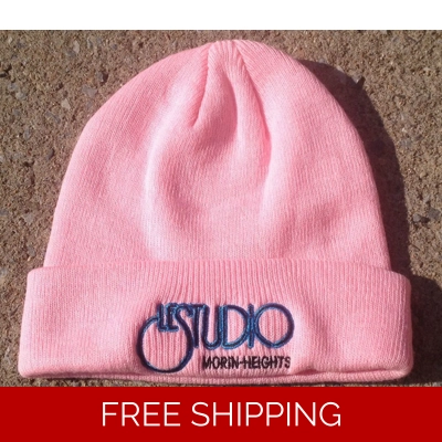 Le Studio Winter Hat Pink Black & Blue Front Logo M/H